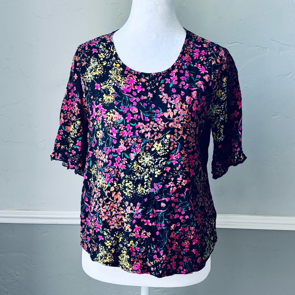 Only Women's Floral Blouse - Black, Pink, Yellow